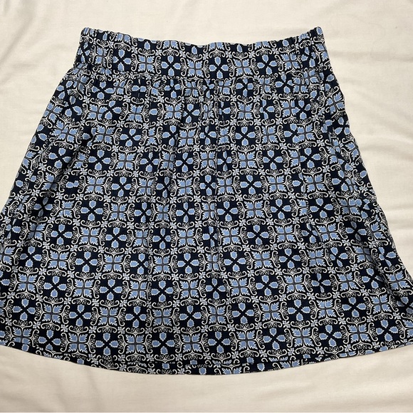 Robe Ann Taylor LOFT En Mélange Lin - Taille 6 - Bleu Et Blanc - Dos Ouvert - Style Flare